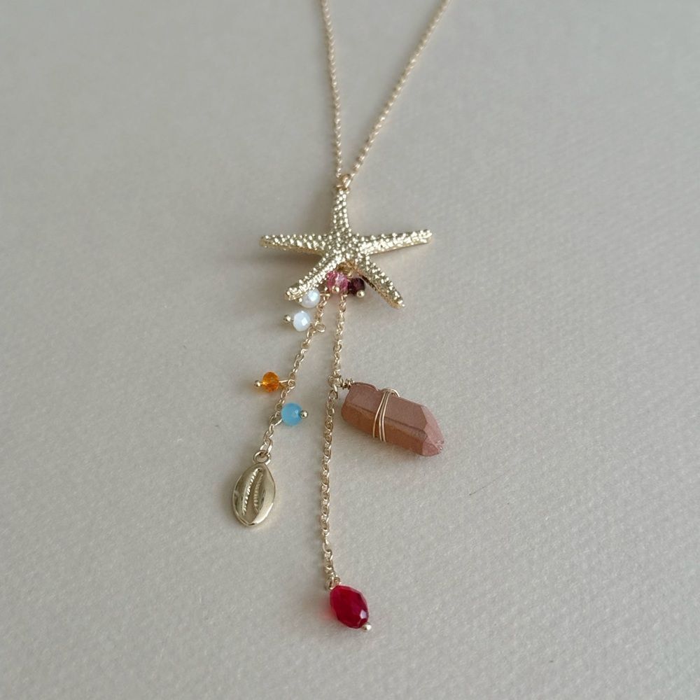 Gold Starfish Pendant Necklace S1095 - Picture 4 of 4